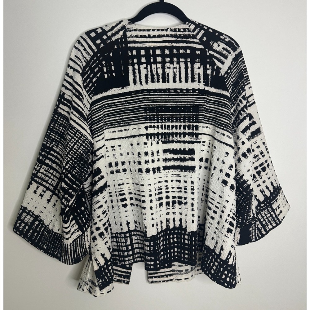 IC by Connie K Abstract Grid Button Jacket Topper Black White XL Abstract *Flaw - Picture 12 of 15
